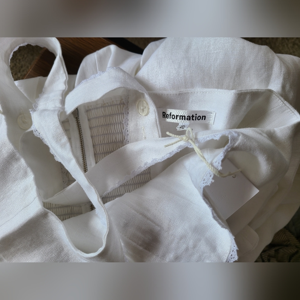 NWT Reformation Linen White Midi Dress - Picture 6 of 9